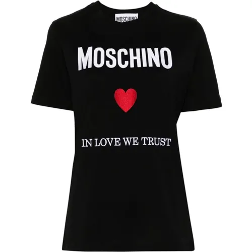 Schwarzes Top mit Logo-Print , Damen, Größe: 3XS - Moschino - Modalova