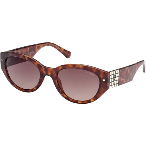 Blonde Havana Sunglasses,Stilvolle Sonnenbrille mit brauner Verlaufslinse - Guess - Modalova