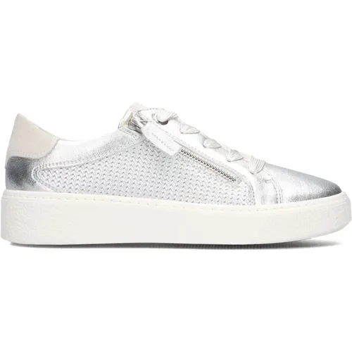 Silberne Sneakers mit Reißverschluss-Detail , Damen, Größe: 39 EU - DL Sport - Modalova