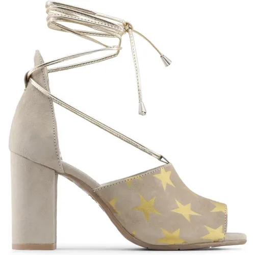 Leder Sandalen mit Sternenmuster , Damen, Größe: 36 EU - Made in Italia - Modalova