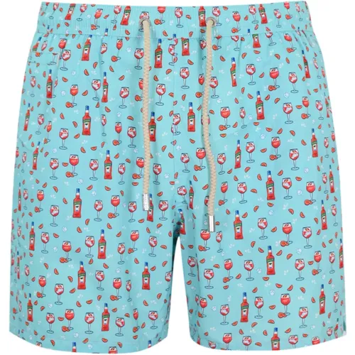 Clear Blue Sea Swim Shorts Aperol Spritz Print , male, Sizes: M - MC2 Saint Barth - Modalova