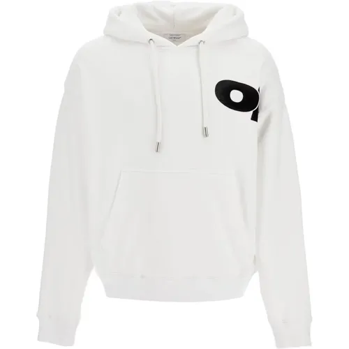 Off , Oversized Kapuzenpullover mit Logo-Print , Herren, Größe: S - Off White - Modalova