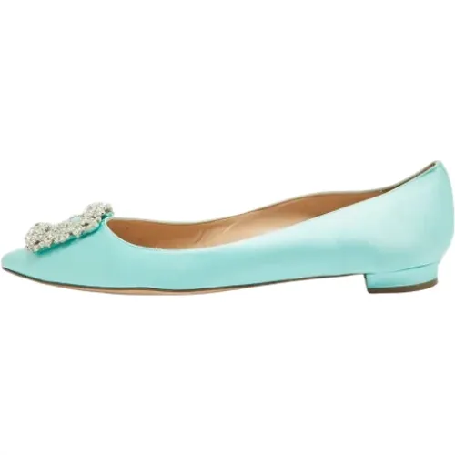 Pre-owned Satin flats , female, Sizes: 6 1/2 UK - Manolo Blahnik Pre-owned - Modalova