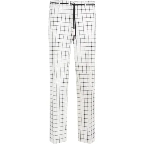 White Wool Trousers Checked Pattern , male, Sizes: M, L - Marni - Modalova