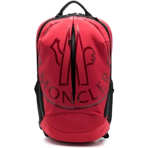 Roter Rucksack mit Logo-Print - Moncler - Modalova