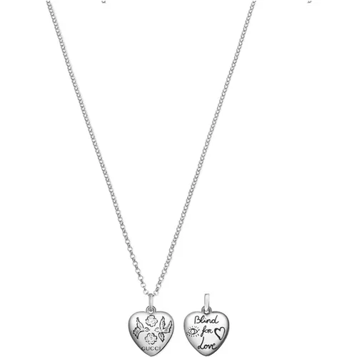 Blind for Love Necklace with Engraved Heart Pendant , female, Sizes: ONE SIZE - Gucci - Modalova