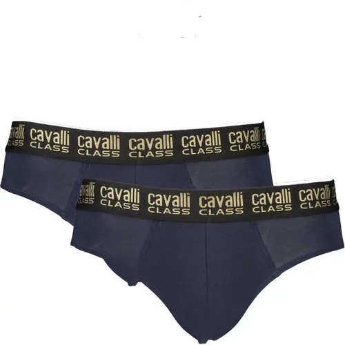 Blauer Herren Slip Bi-Pack mit elastischem Bund und Logodruck , Herren, Größe: 2XL - Cavalli Class - Modalova