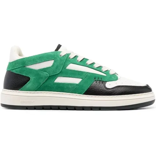 Island Green Vintage White Black Reptor Sneakers , male, Sizes: 10 UK, 7 UK, 9 UK, 8 UK - Represent - Modalova