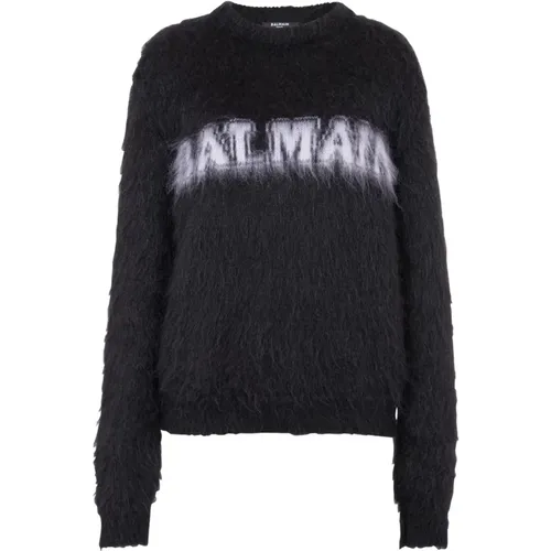 Jacquard brushed mohair jumper , female, Sizes: S, M, XS - Balmain - Modalova