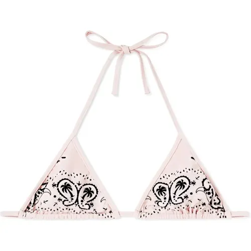 Pink Paisley Triangle Bikini Top , female, Sizes: S - Palm Angels - Modalova