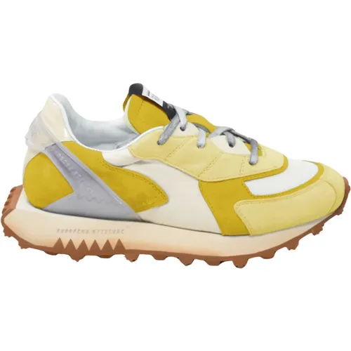 Gelbe Wildleder-Sneakers mit patentierten Gummisohlen - RUN OF - Modalova