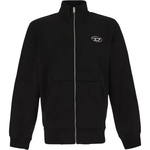 Schwarzer Sweatshirt mit geprägtem Logo , Herren, Größe: L - Diesel - Modalova