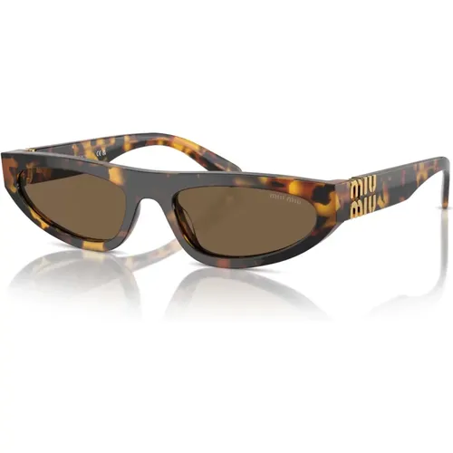 Havana Sunglasses with Dark Frames,/Dark Grey Sunglasses - Miu Miu - Modalova