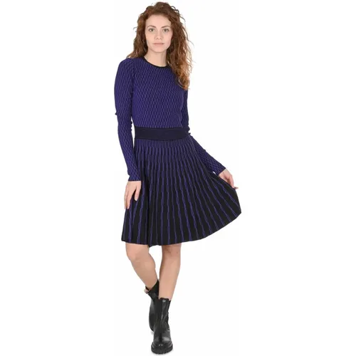 Blue Viscose-Polyester Dress , female, Sizes: XS, S - Hugo Boss - Modalova