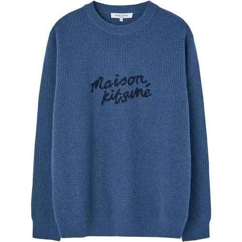 Rundhalspullover Handwritting-Stil , Herren, Größe: L - Maison Kitsuné - Modalova