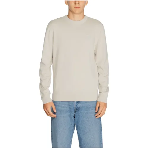 Beiger Strick Rundhals Pullover Herren , Herren, Größe: XL - Hugo Boss - Modalova