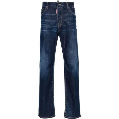 Dunkelblaue Straight-Leg Denim Jeans , Herren, Größe: M - Dsquared2 - Modalova