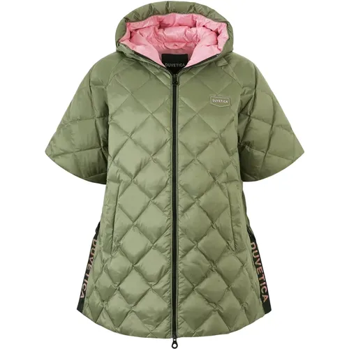 Diamant-Stepp Lang Daunenjacke Khaki , Damen, Größe: M - duvetica - Modalova