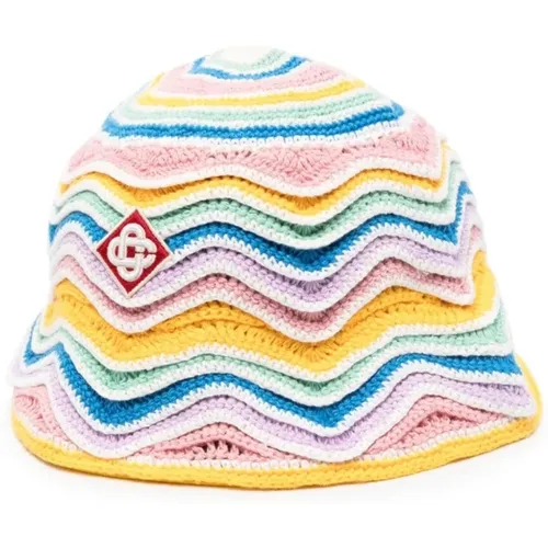 Gradient Wave Crocheted Cotton Bucket Hat , unisex, Sizes: S - Casablanca - Modalova