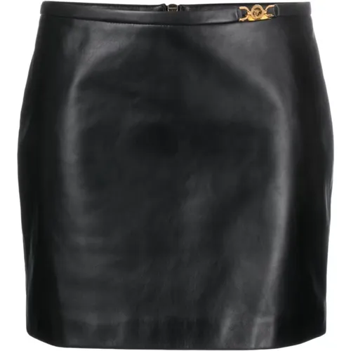 Medusa Leather Miniskirt , female, Sizes: 2XS, XS, M - Versace - Modalova