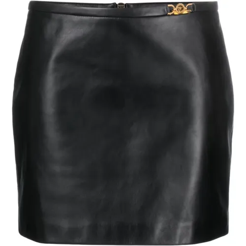 Medusa Leather Miniskirt , female, Sizes: S, XS - Versace - Modalova