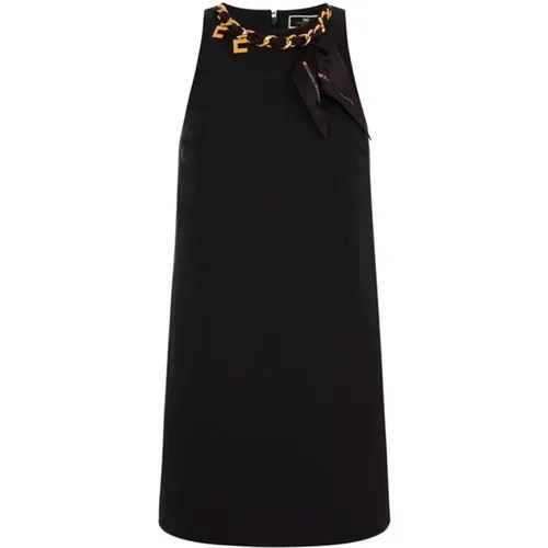 Schwarzes Minikleid mit Schal , Damen, Größe: L - Elisabetta Franchi - Modalova