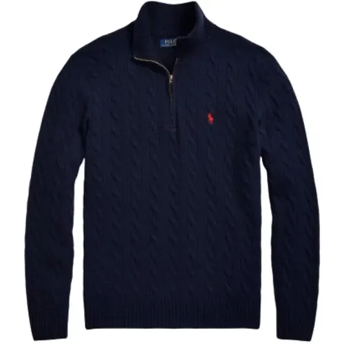 Twisted wool and cashmere half-zip sweater , male, Sizes: L, 2XL, M - Polo Ralph Lauren - Modalova