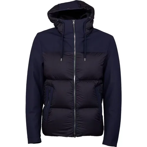 Short Bimaterial Puffer Jacket , male, Sizes: L, S, 2XL - Herno - Modalova