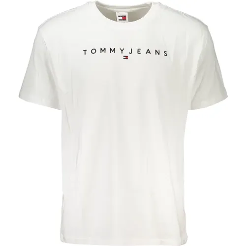 Kurzarm Logo besticktes T-Shirt Weiß , Herren, Größe: S - Tommy Hilfiger - Modalova