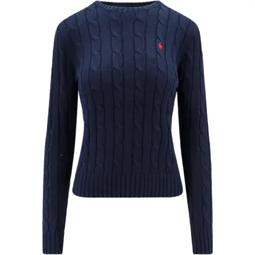 Blaue Strickware mit Rundhalsausschnitt und Langen Ärmeln,Navy Cable Knit Sweatshirt - Ralph Lauren - Modalova
