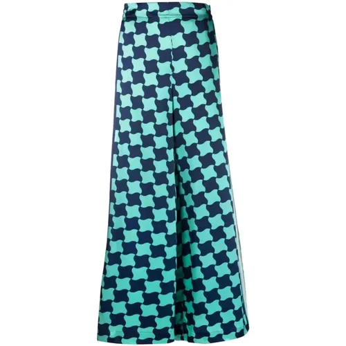 Silk Graphic Print Trousers , female, Sizes: XS, S - Casablanca - Modalova