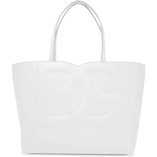 Quilted DG Logo Leather Tote Bag , female, Sizes: ONE SIZE - Dolce & Gabbana - Modalova