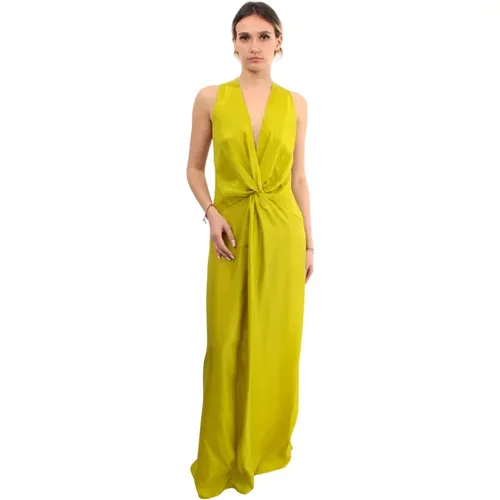 Grünes Kleid Frühling Sommer Modell , Damen, Größe: XS - Solotre - Modalova