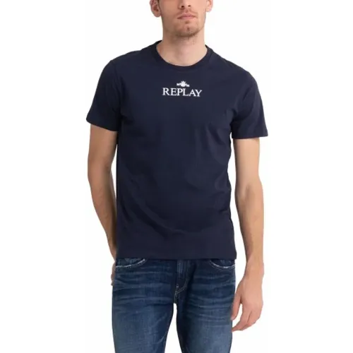 Herren Baumwoll T-Shirt,Herren T-Shirt aus 100% Baumwolle - Replay - Modalova