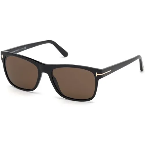 Schwarze Glänzende Sonnenbrille , Herren, Größe: 56 MM - Tom Ford - Modalova