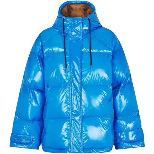 Gepolsterte Neonblaue Jacke mit Kapuze , Damen, Größe: M - Lollys Laundry - Modalova