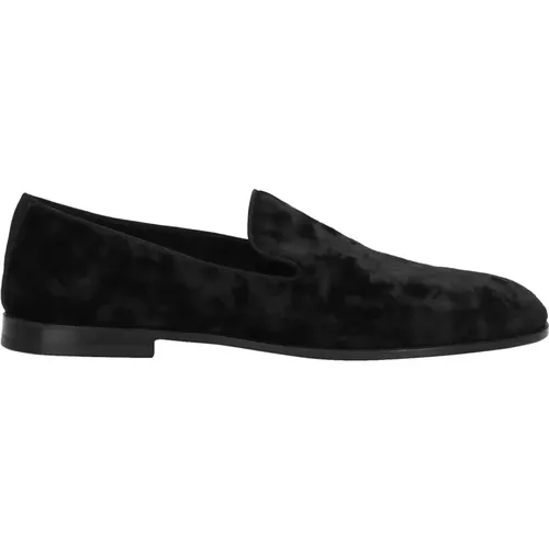 Samt Loafers Schwarz Made in Italy , Herren, Größe: 40 1/2 EU - Dolce & Gabbana - Modalova