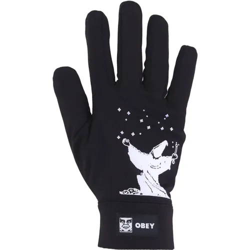 Schwarze Zauberer Stretch Stoff Handschuhe - Obey - Modalova