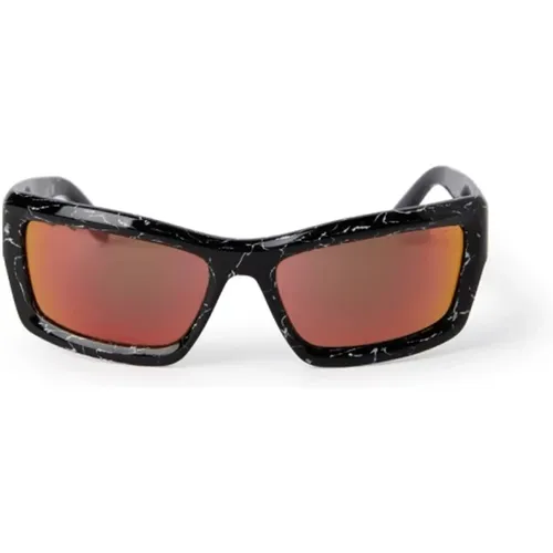 Rectangular Sunglasses with 3D Milling Details , unisex, Sizes: 62 MM - Palm Angels - Modalova