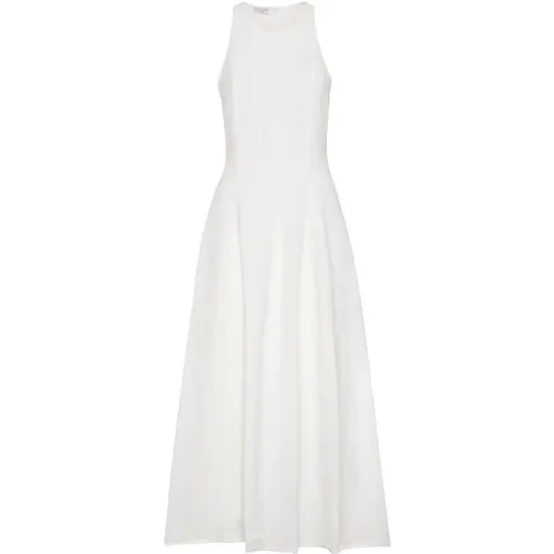 Sleeveless Pleated Maxi Dress , female, Sizes: M - BRUNELLO CUCINELLI - Modalova