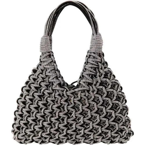 Rock Style Black Crystal Handbag , female, Sizes: ONE SIZE - Hibourama - Modalova