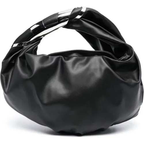 Gekräuselte Schwarze Tasche mit Ovalem Logo - Diesel - Modalova