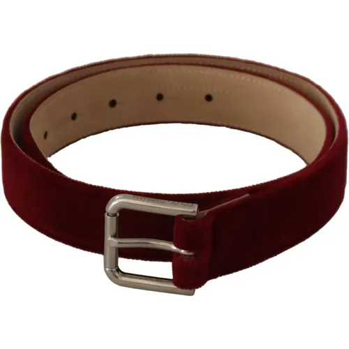 Velvet Engraved Metal Buckle Belt , female, Sizes: 75 CM - Dolce & Gabbana - Modalova