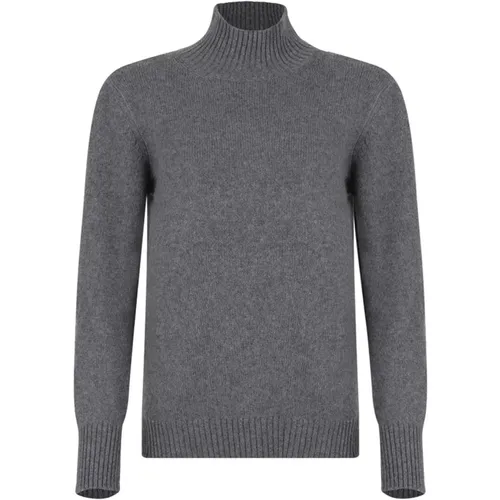 Grauer Rollkragen Kaschmir Pullover , Damen, Größe: M - Gran Sasso - Modalova