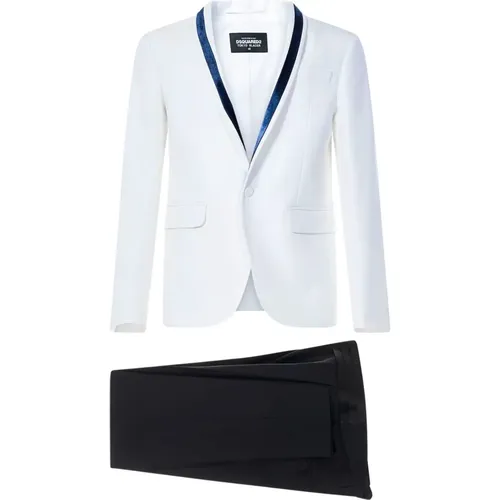 Tokyo Crepe Jacket - White/Black , male, Sizes: L - Dsquared2 - Modalova