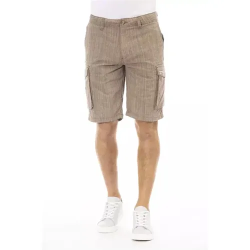 Braune Cargo-Shorts mit Reißverschlusstaschen , Herren, Größe: W30 - Baldinini - Modalova