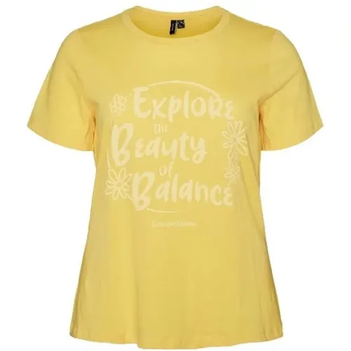 Gelbes T-Shirt , Damen, Größe: 3XL - Vero Moda - Modalova