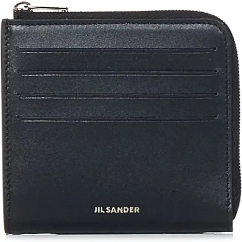 Leather Wallet with Silver Logo , male, Sizes: ONE SIZE - Jil Sander - Modalova