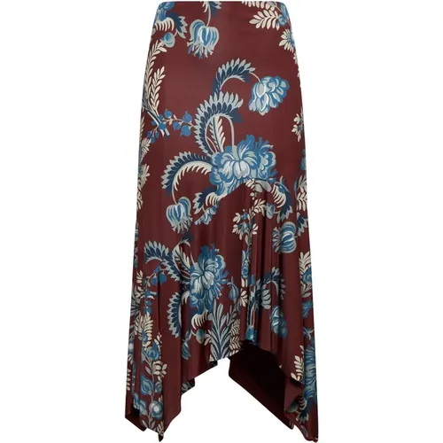 Floral Print Midi Skirt with Flounce , female, Sizes: S - ETRO - Modalova