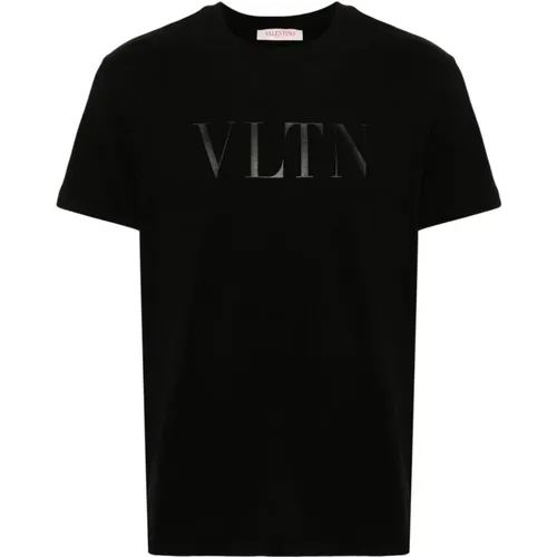 Schwarzes T-Shirt mit Logo-Print und Rundhalsausschnitt , Herren, Größe: M - Valentino Garavani - Modalova